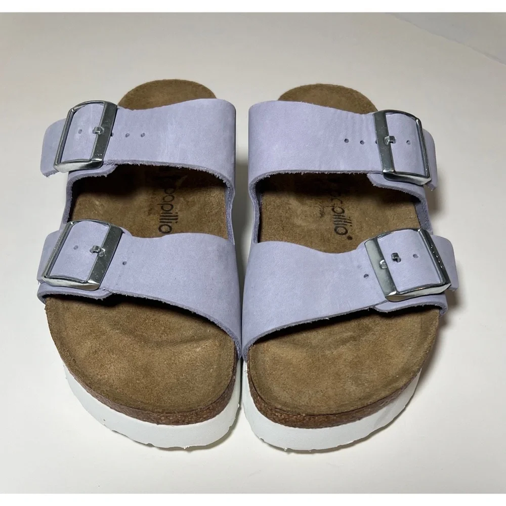 +Birkenstock Papillio Arizona Platform Nubuck Leather - Purple Fog 39